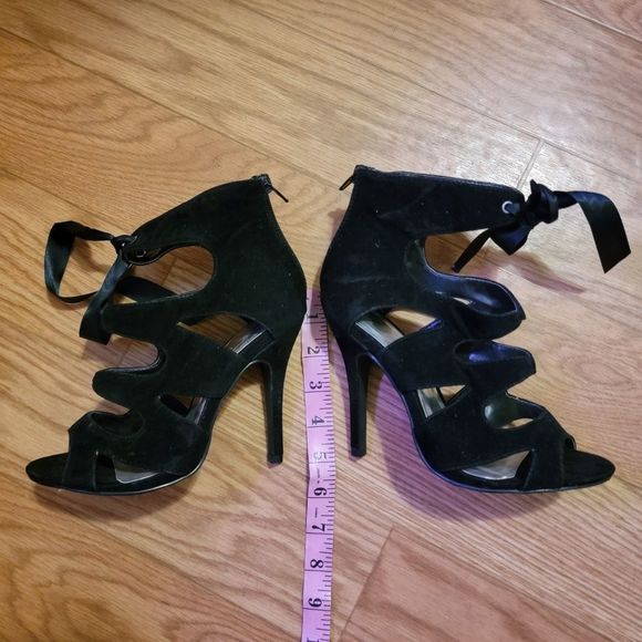 NEW Liliana Ribbon Tie Up Strappy Suede High Heel Sandals - Picture 3 of 11